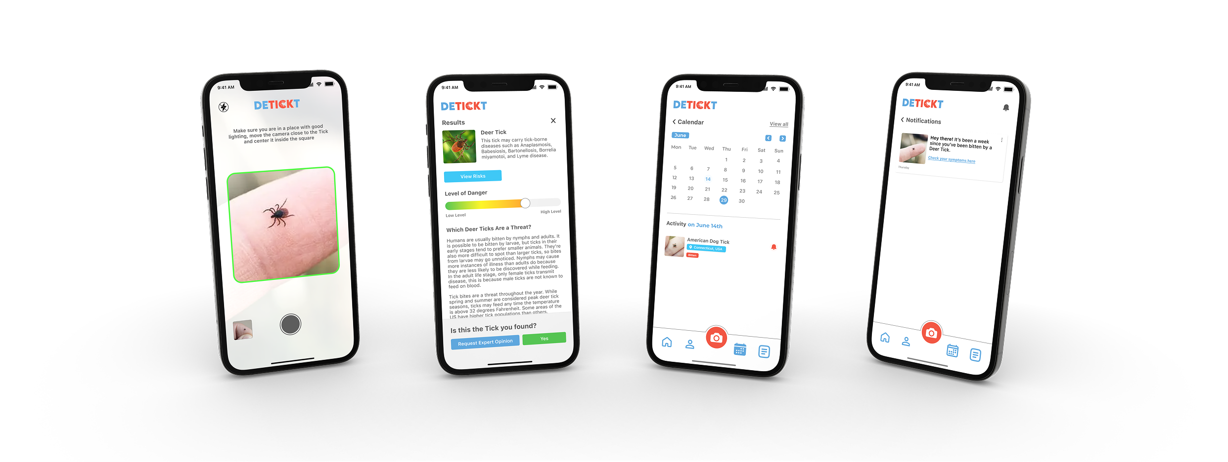 DeTick app interface